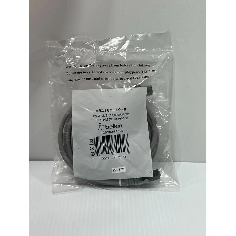 Belkin - A3L98010S - Cable - Cat6-UTP - RJ45M/M - Gray - Patch - Snagless